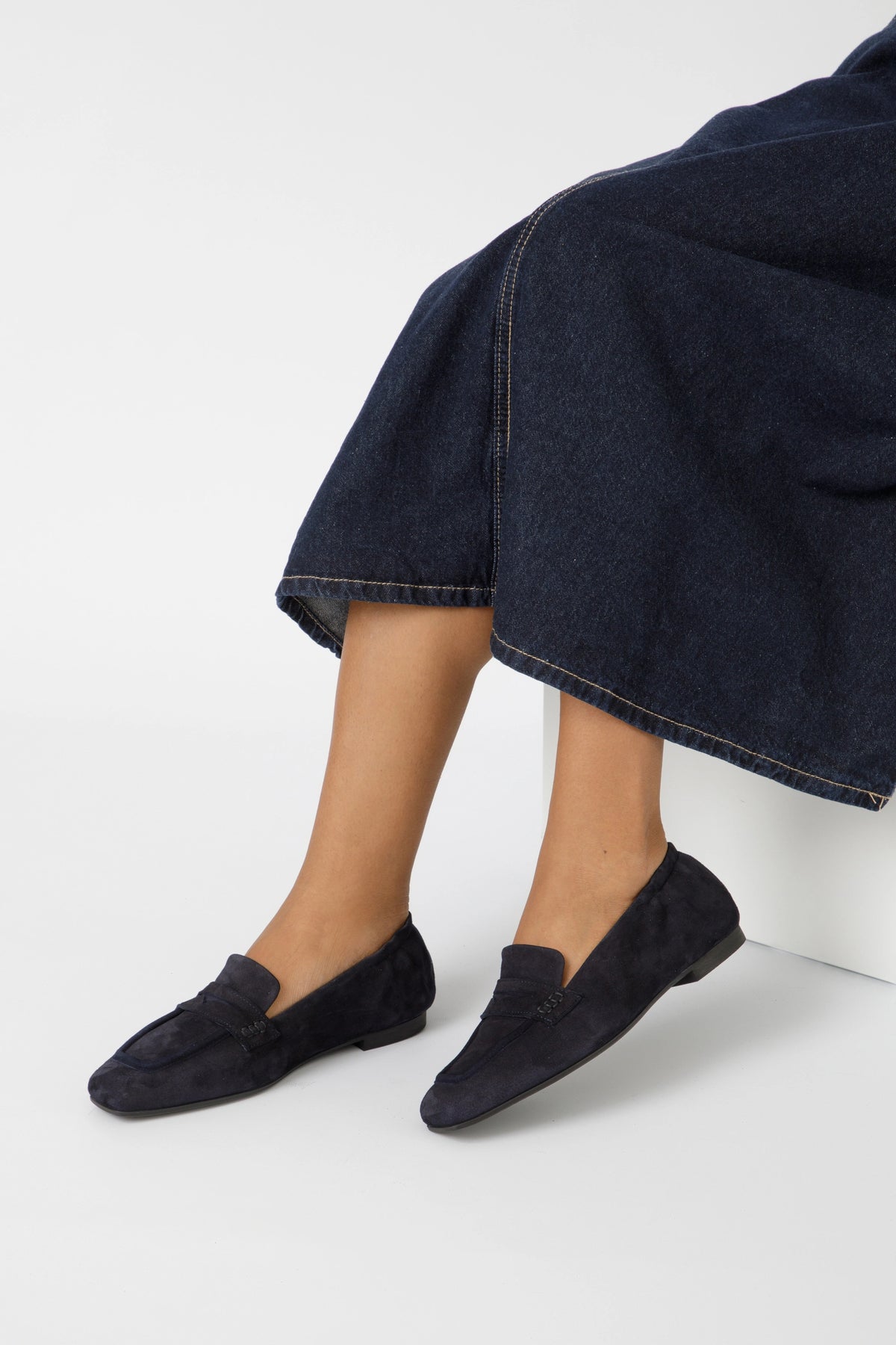 Mocassino donna in camoscio blu - Camilla