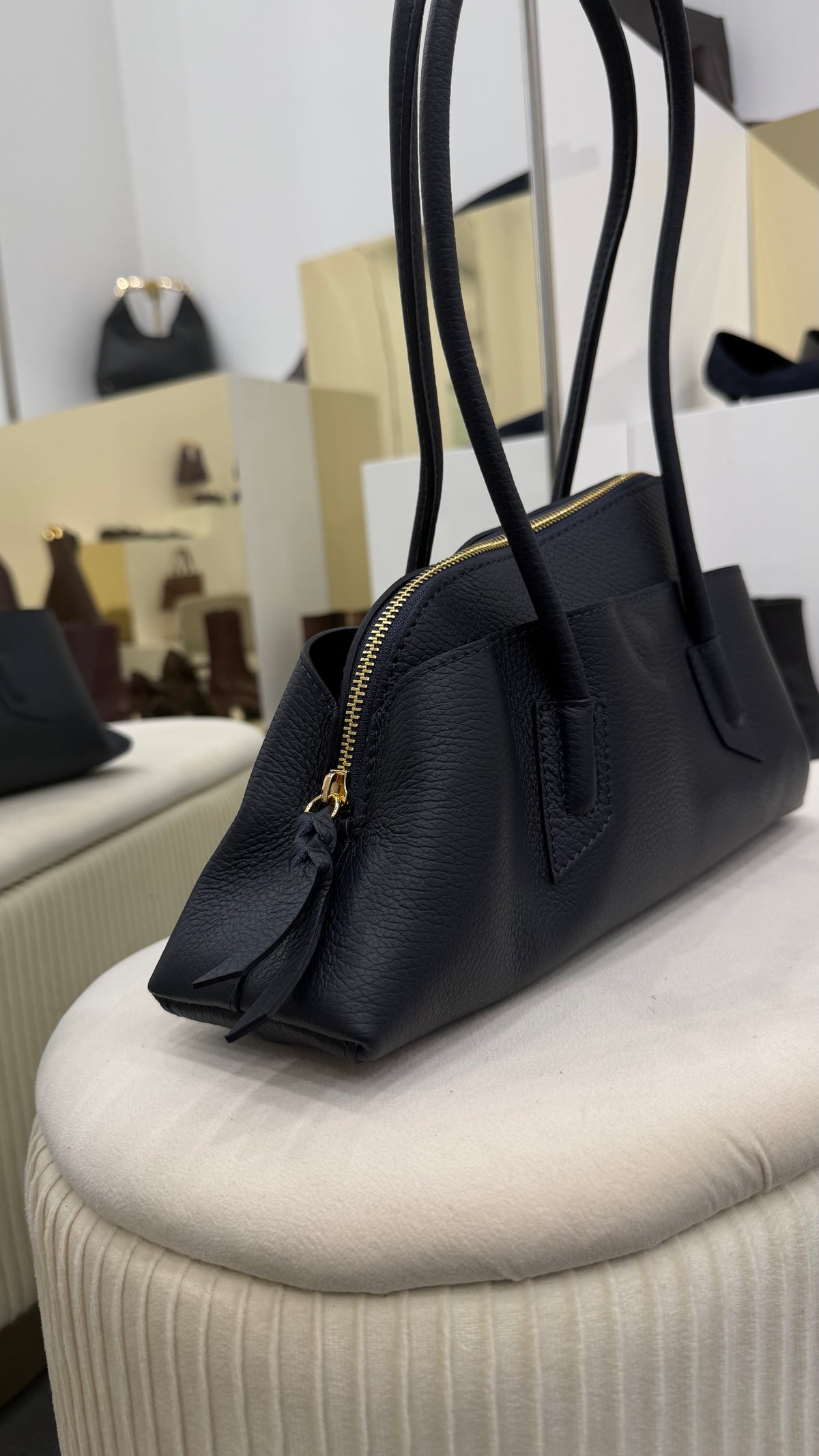 Borsa a mano in pelle blu