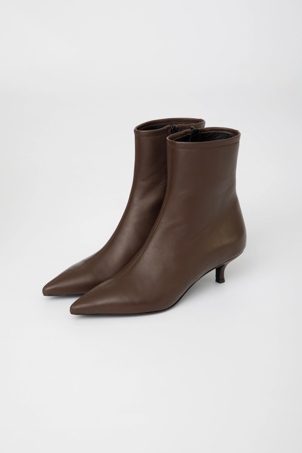 Stivaletto in pelle marrone con tacco da  45 mm - Amelia