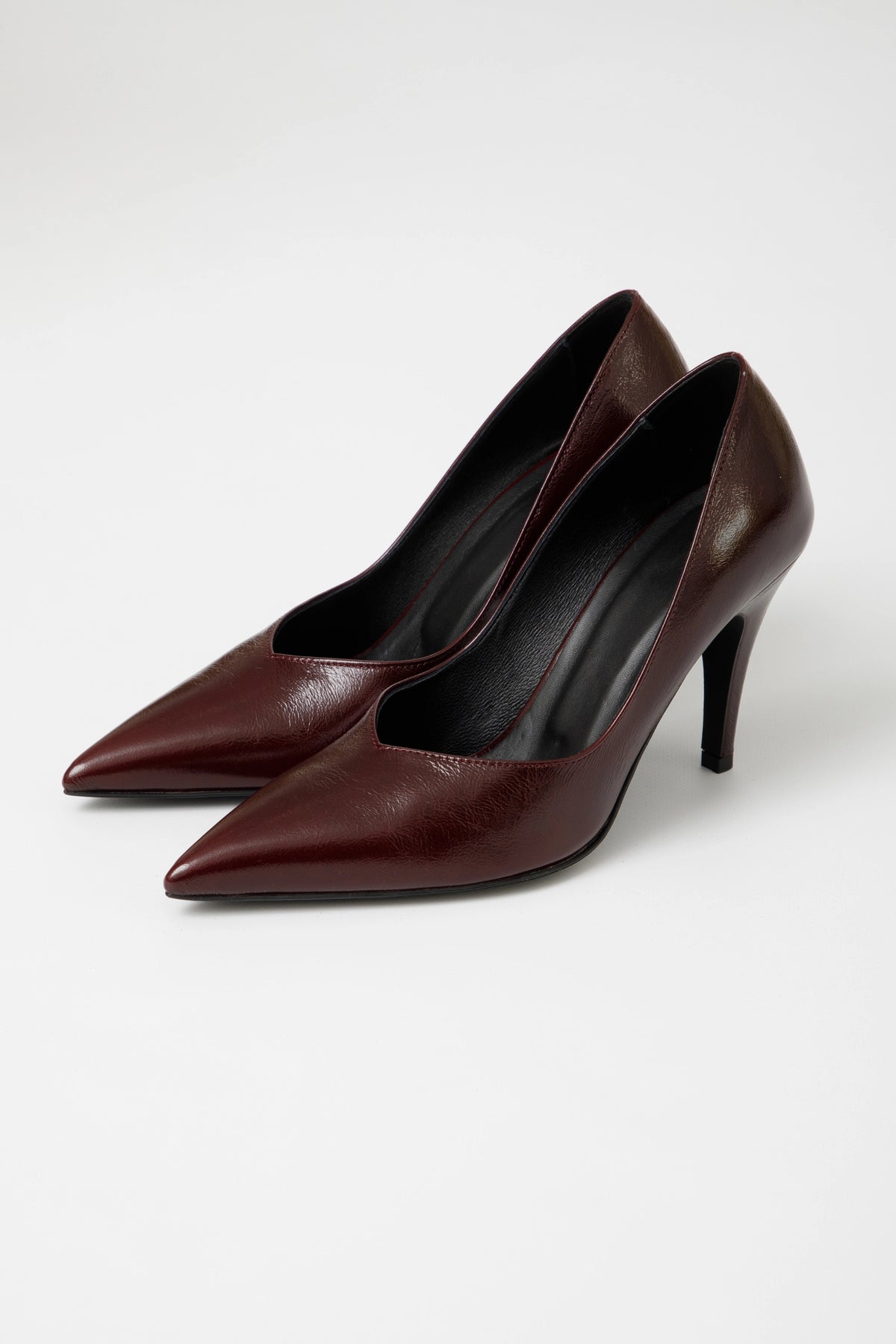Décolleté in pelle Lux bordeaux  con tacco conico 90 mm - Valentina