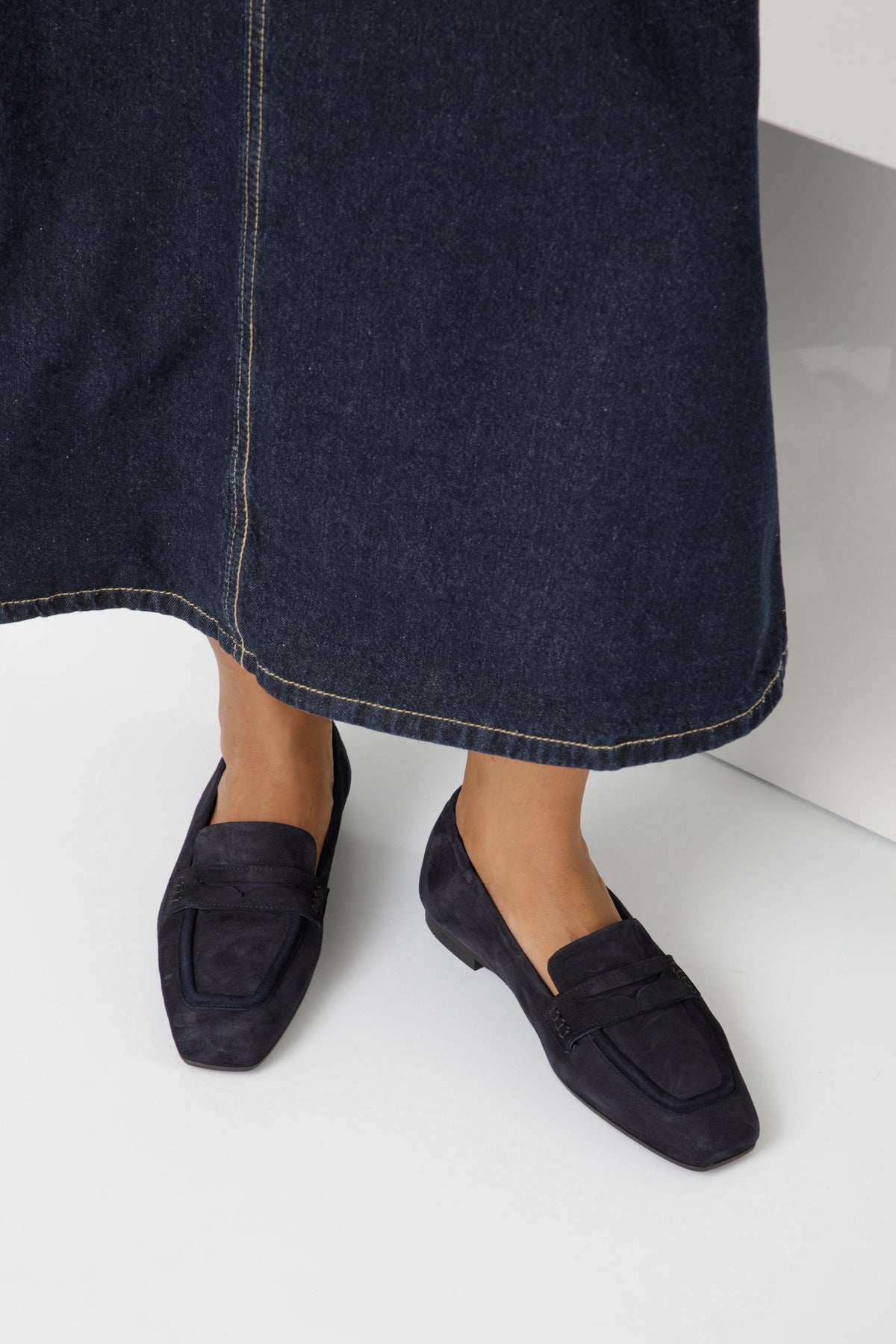 Mocassino donna in camoscio blu - Camilla