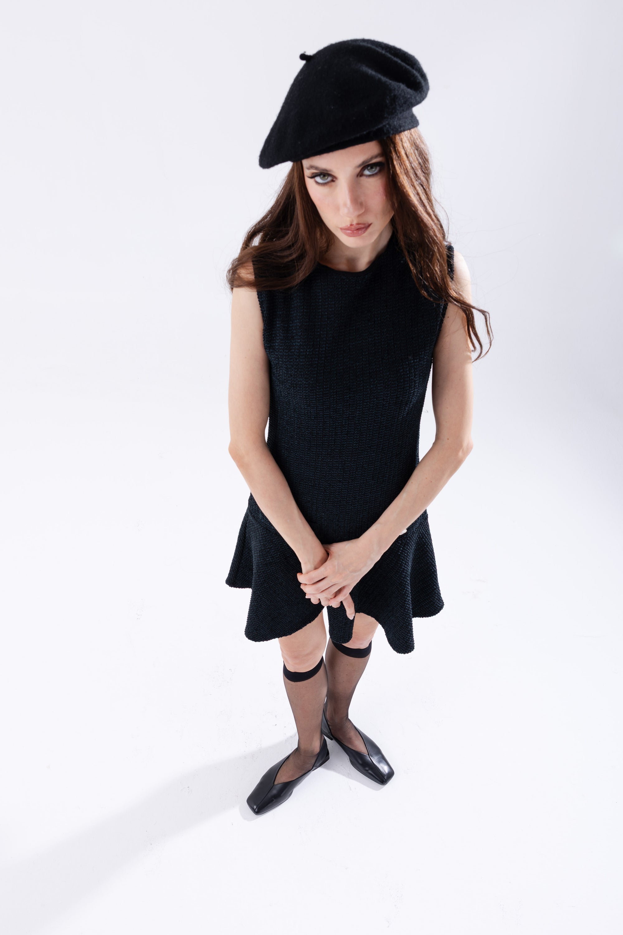 Bianca – Ballerina in nappa nera da donna con punta squadrata