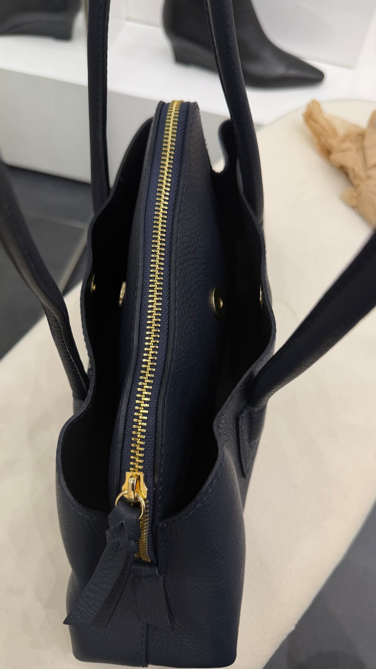 Borsa a mano in pelle blu
