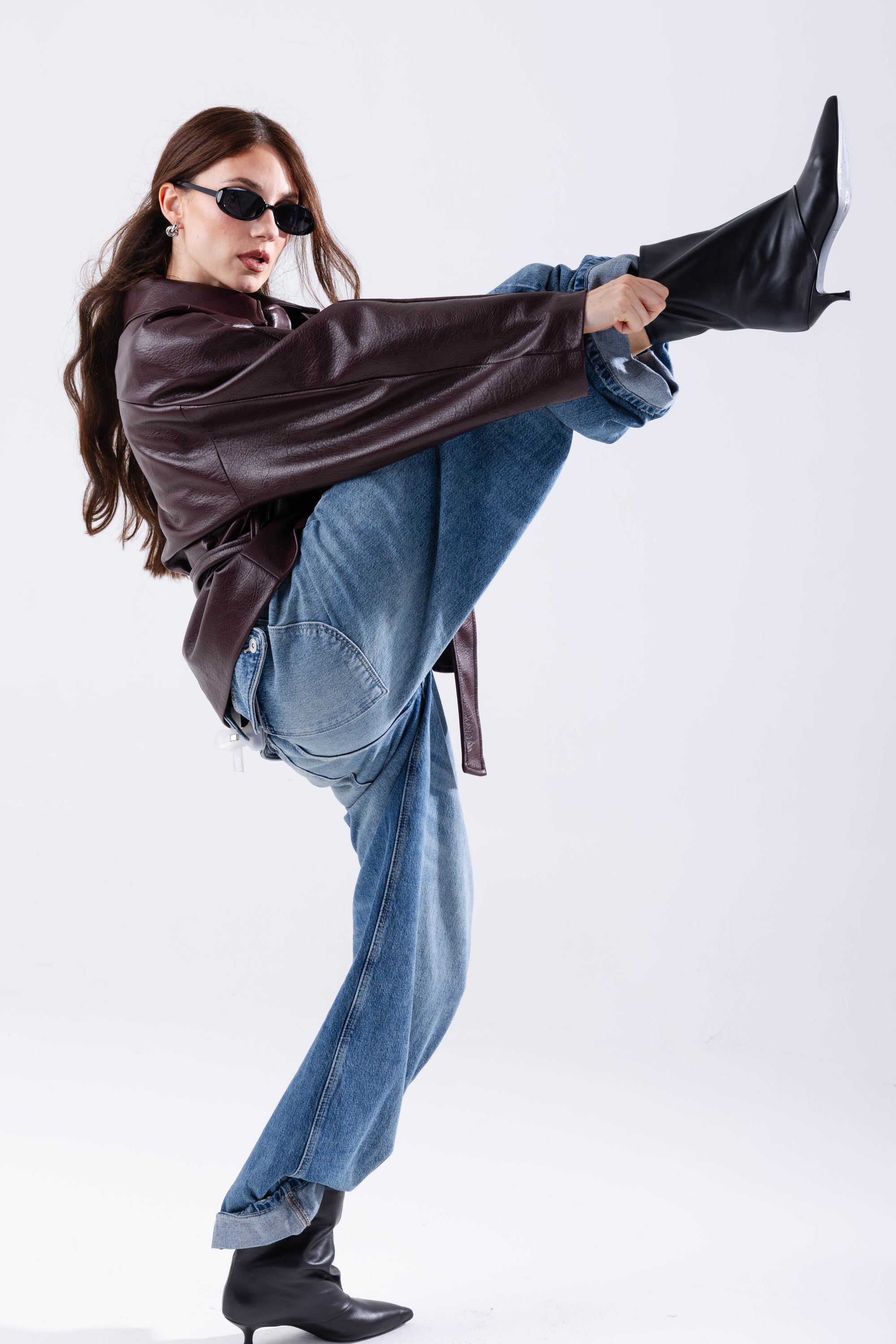 Livia – Tronchetto in pelle nera con tacco stiletto tubolare 50 mm