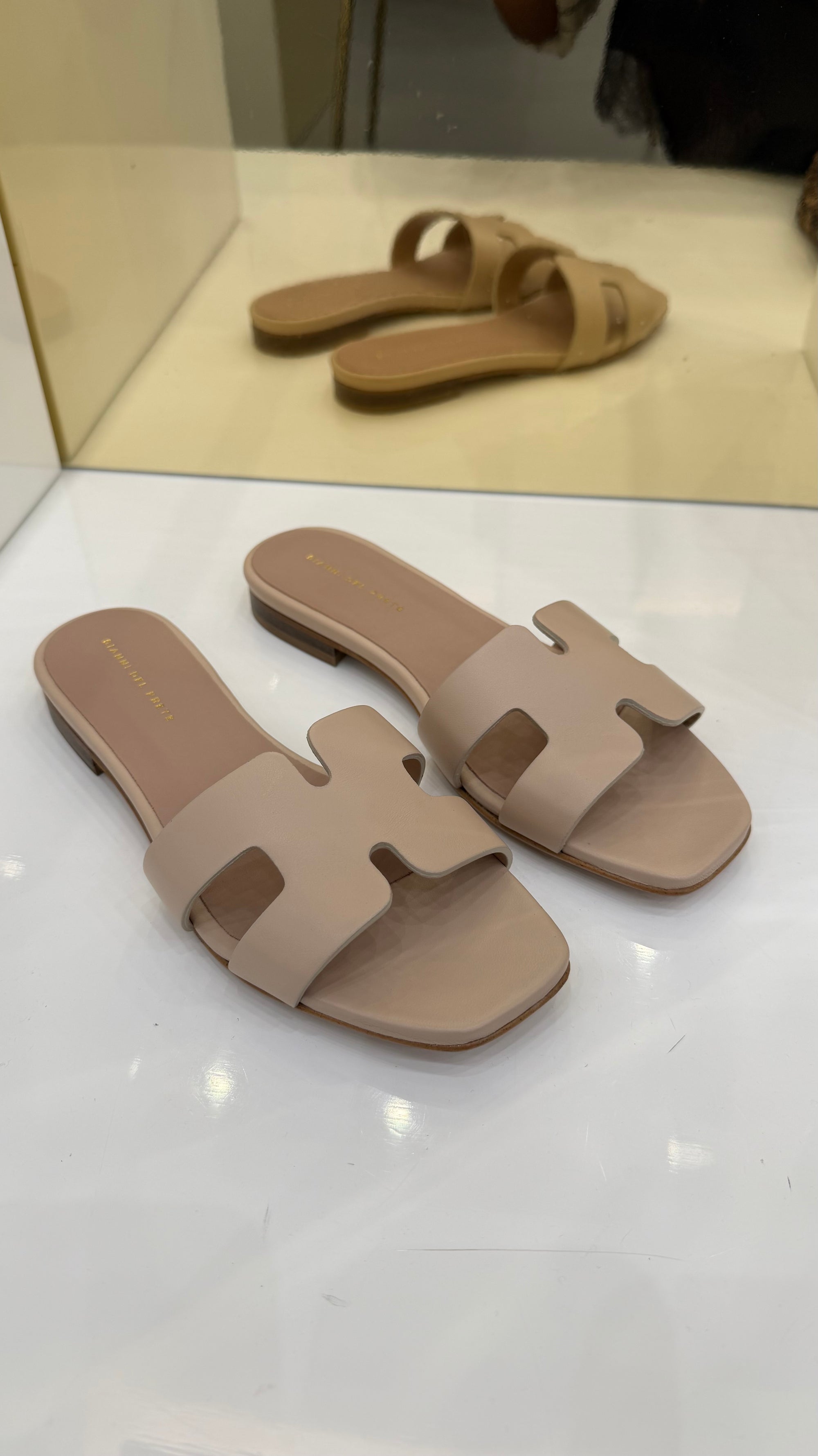 Ciabatta in pelle Nude