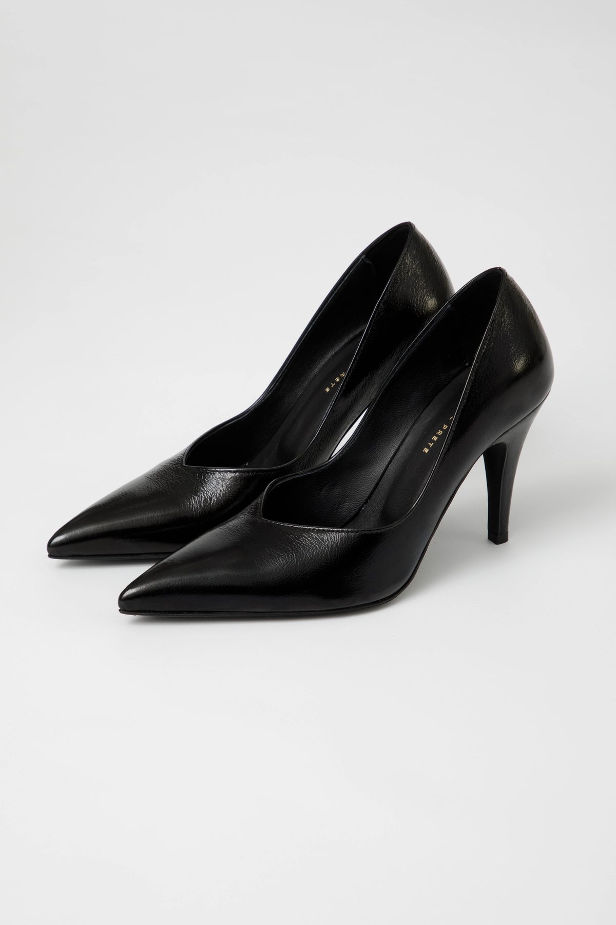 Décolleté in pelle Lux nera con tacco conico 90 mm - Valentina