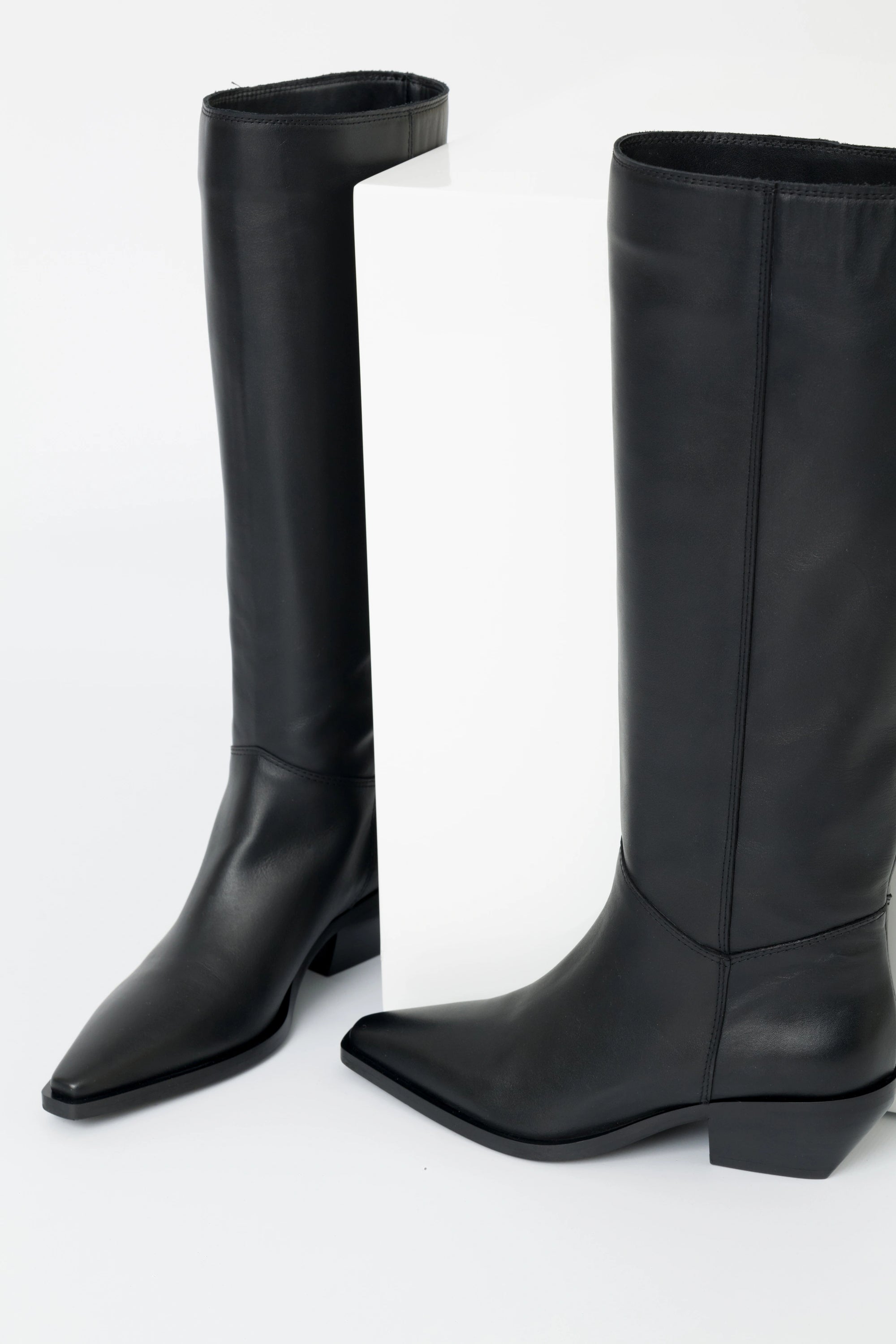 Virginia – Stivale texano elegante in pelle nera con tacco 40 mm