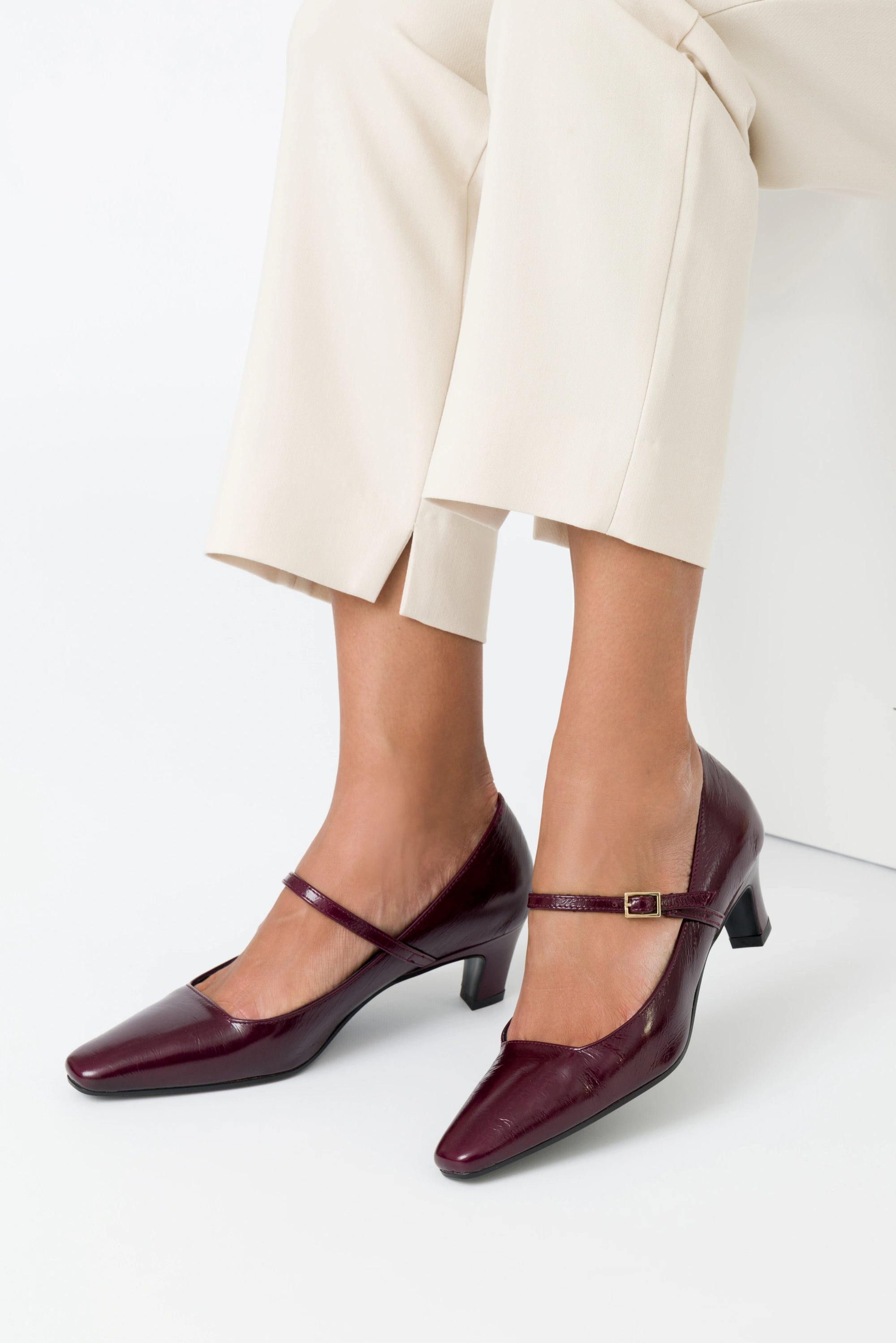 Adele – Mary Jane in vernice bordeaux con tacco 50 mm