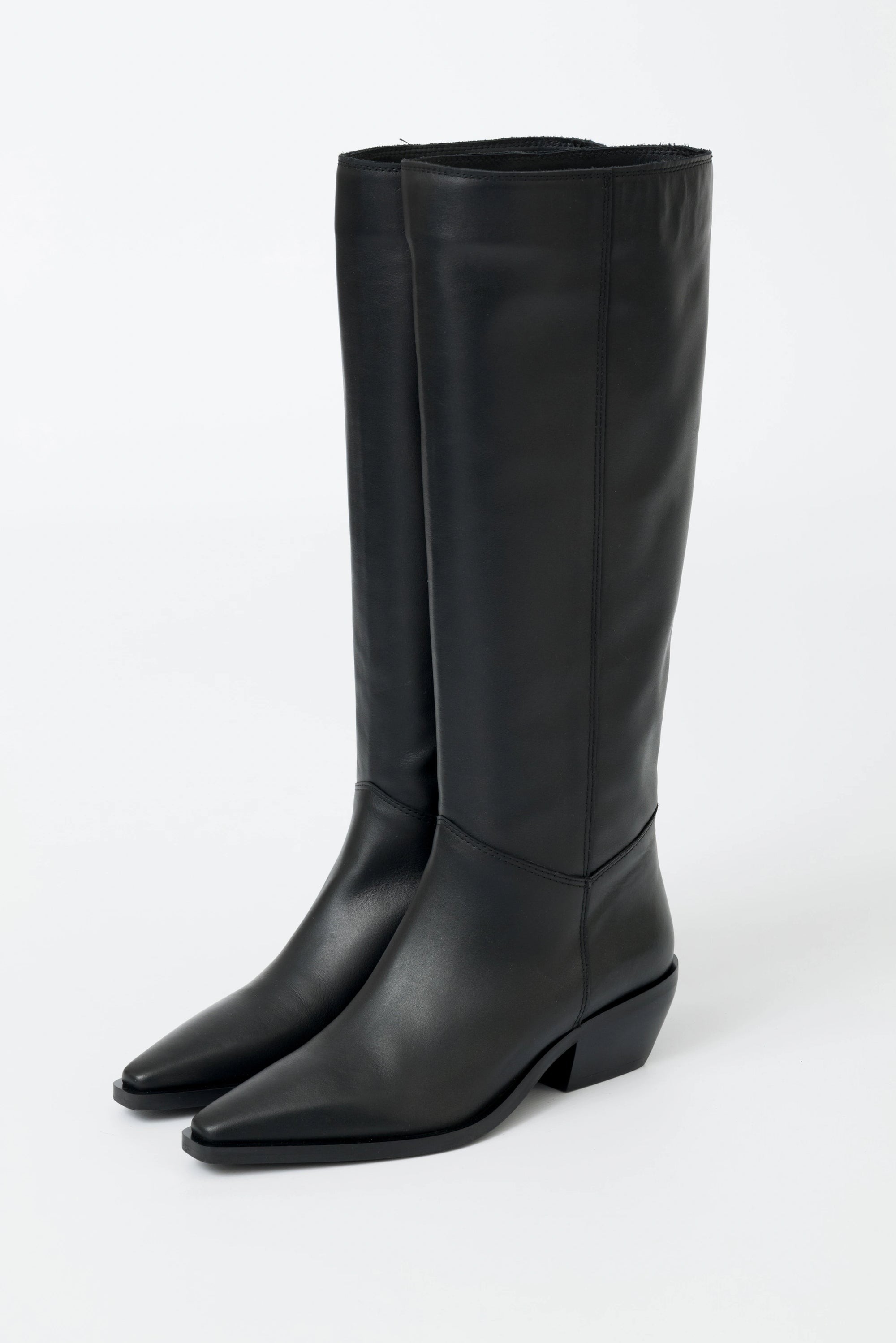 Virginia – Stivale texano elegante in pelle nera con tacco 40 mm