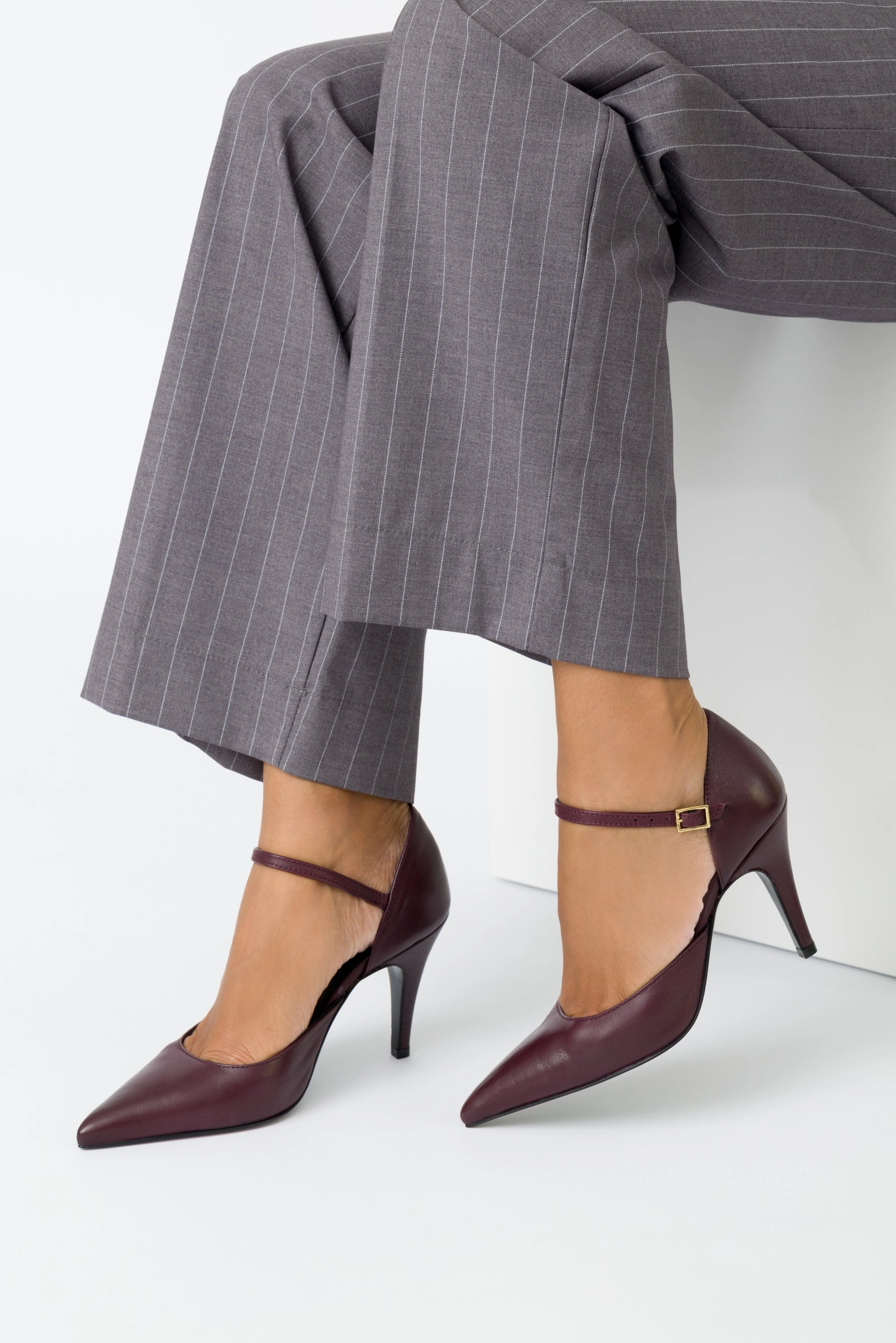 Isabella – Mary Jane in nappa bordeaux con tacco alto a cono