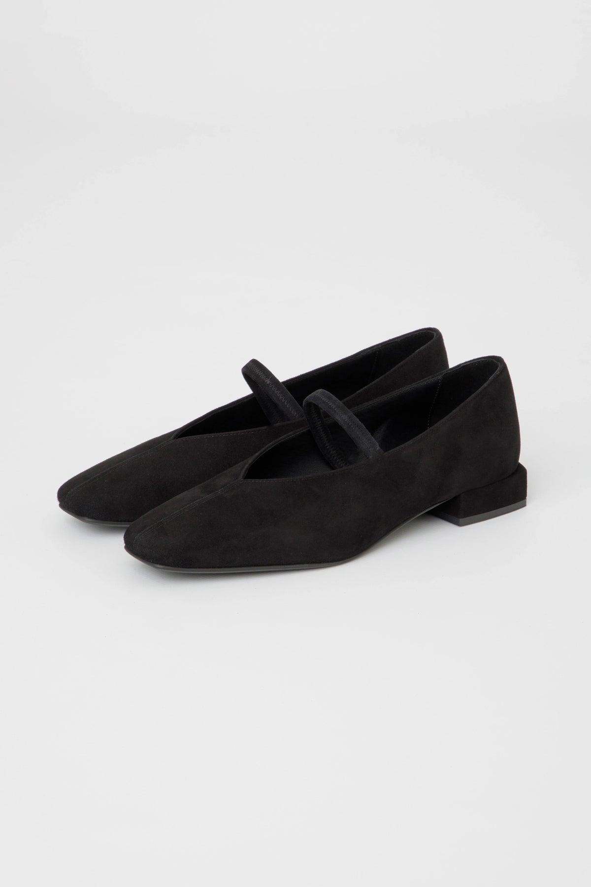 Ballerina Mary Jane in camoscio nero con elastico - Viola