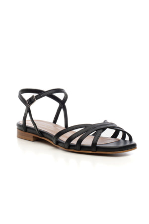 
                  
                    Load image into Gallery viewer, Sunny flat sandal in black leather
                  
                