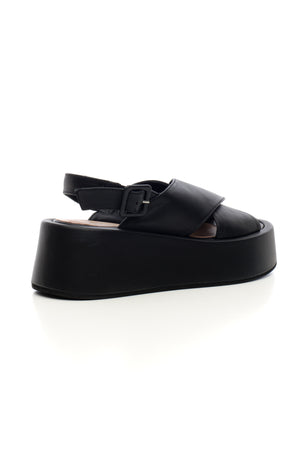 
                  
                    Load image into Gallery viewer, Rita wedge with crossover and black leather strap
                  
                