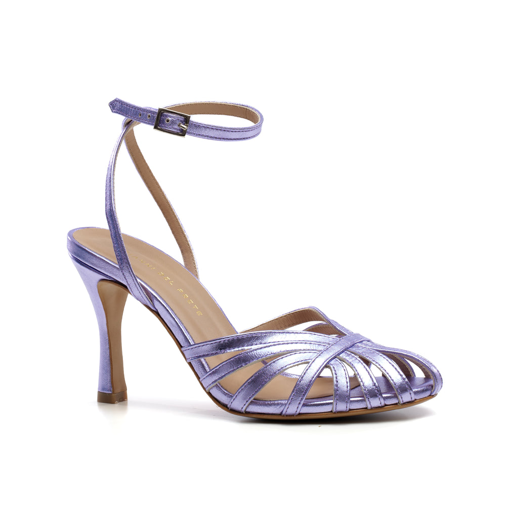 
                  
                    Load image into Gallery viewer, Lady charlestone sandal with spool heel in wisteria leather
                  
                