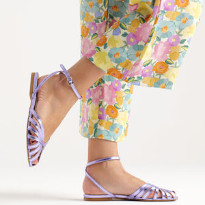 
                  
                    Load image into Gallery viewer, Vicky charlestone flat sandal in wisteria laminate
                  
                