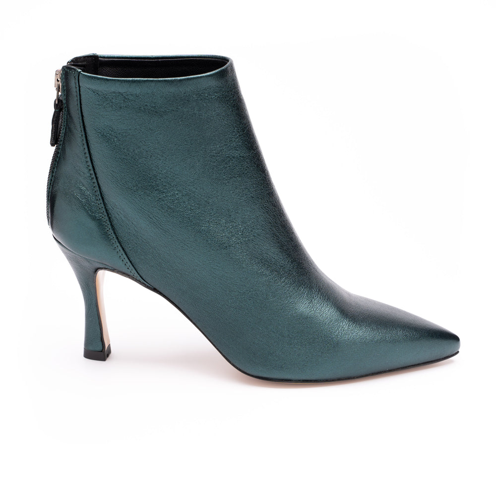
                  
                    Load image into Gallery viewer, Katerine pointed toe ankle boot in soft green laminated leather
                  
                