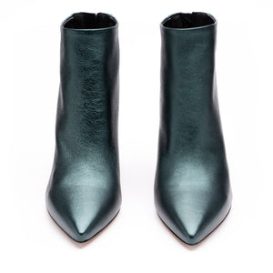 
                  
                    Load image into Gallery viewer, Katerine pointed toe ankle boot in soft green laminated leather
                  
                