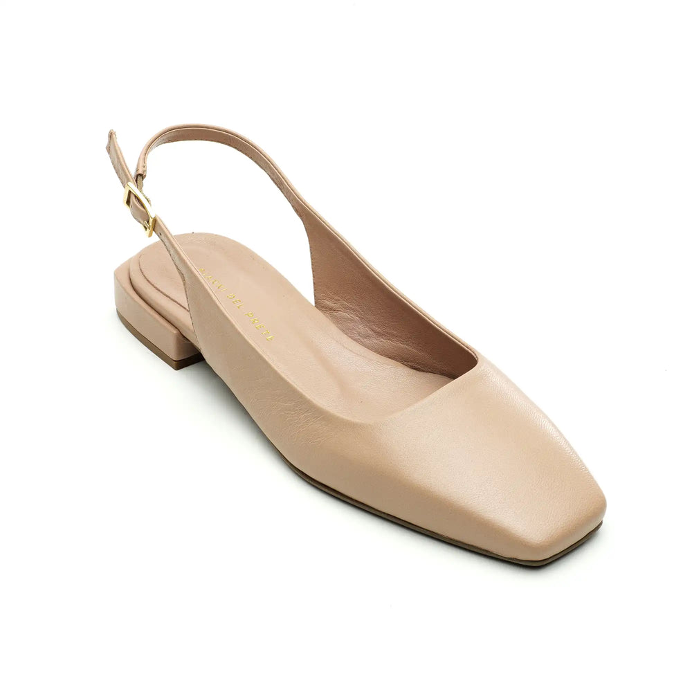 
                  
                    Load image into Gallery viewer, Emma sling back ballet flat with square toe in nude leather
                  
                