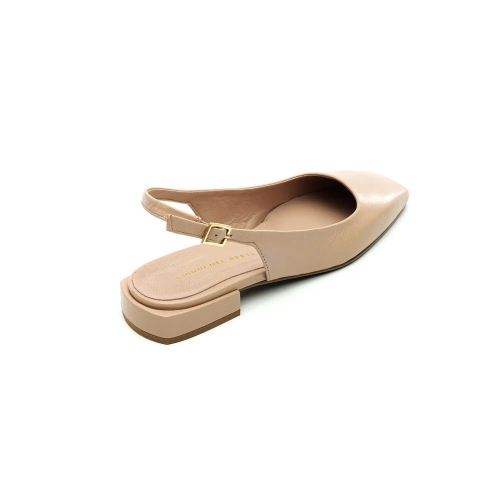 
                  
                    Load image into Gallery viewer, Emma sling back ballet flat with square toe in nude leather
                  
                