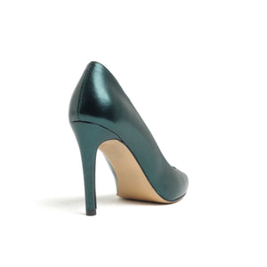 
                  
                    Load image into Gallery viewer, Kristal decolletè high heel pointy model in Green Laminate
                  
                